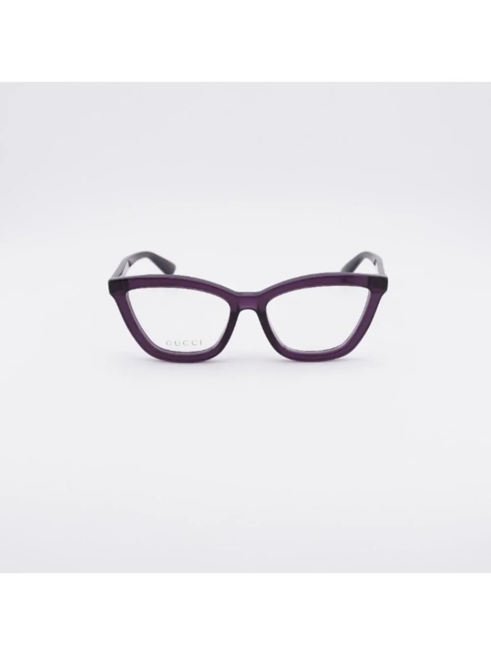 Gucci GG1686O 011 Eyeglasses Shiny Transparent Dark Purple 54mm Cat Eye Frame